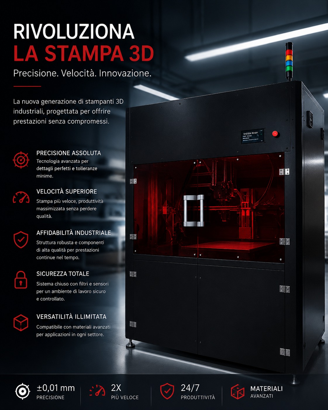NIKA — macchina in dettaglio, camera di stampa DLP